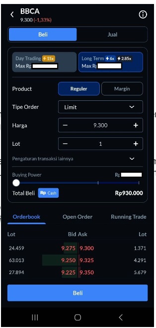 Contoh Transaksi Xtra Trade Limit