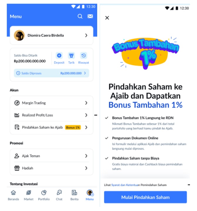 Pindah Saham ke Ajaib Langkah 1